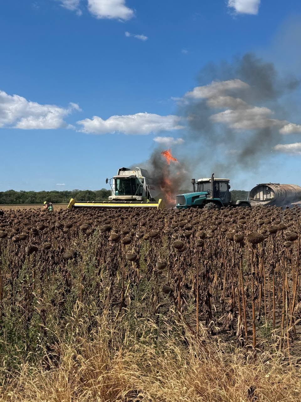 На Одещині під час збирання соняшника загорівся комбайн Claas(фото) На Одещині під час збирання соняшника загорівся комбайн Claas(фото)