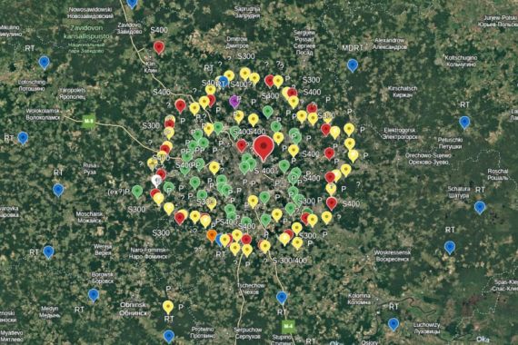 У мережі показали карту розташування систем ППО Москви(фото) У мережі показали карту розташування систем ППО Москви(фото)