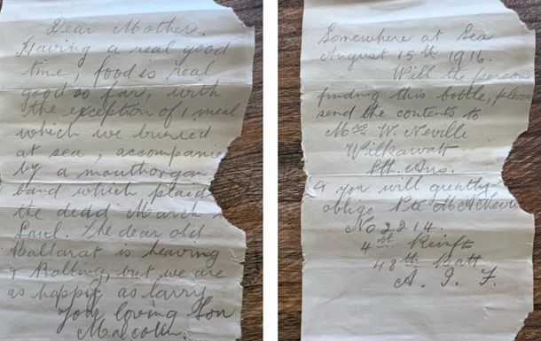 На пляжі в Австралії знайшли пляшку з листами солдатів Першої світової На пляжі в Австралії знайшли пляшку з листами солдатів Першої світової