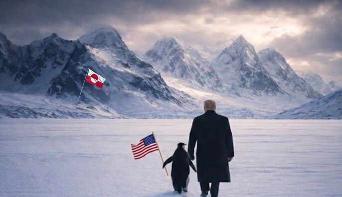 Білий дім оприлюднив зображення Трампа з пінгвіном у Гренландії, де ті не мешкають Білий дім оприлюднив зображення Трампа з пінгвіном у Гренландії, де ті не мешкають