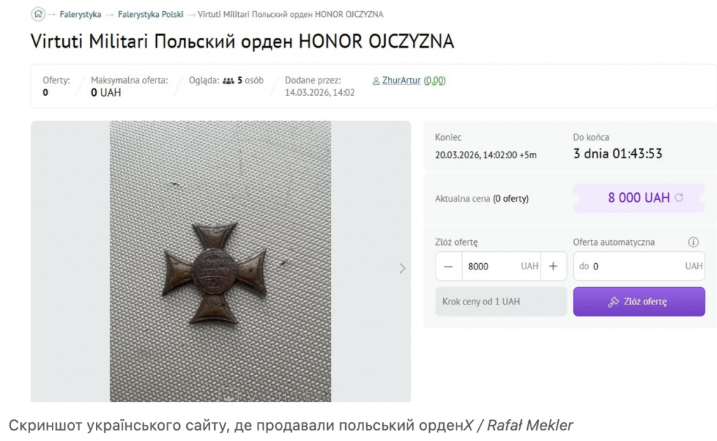 «Родина помилялася». Орден польського офіцера на аукціоні в Україні, який викликав скандал у Польщі, виявився справжнім «Родина помилялася». Орден польського офіцера на аукціоні в Україні, який викликав скандал у Польщі, виявився справжнім