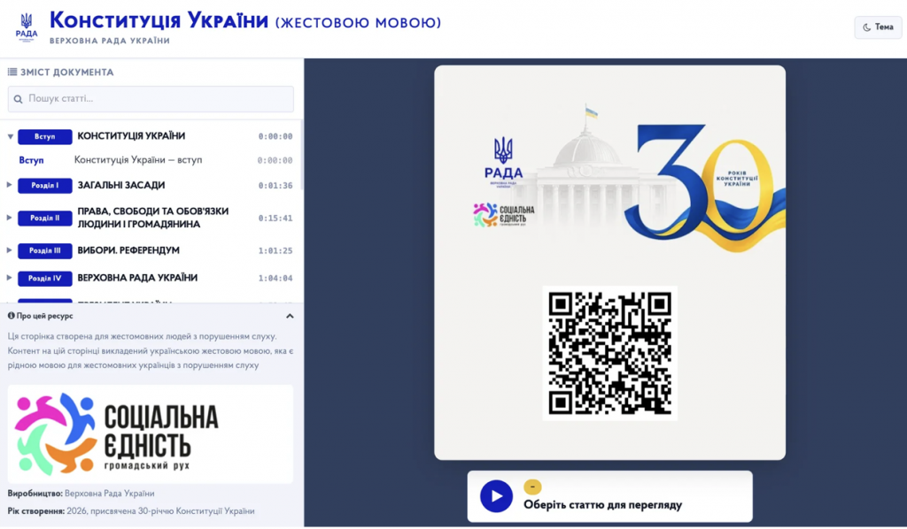 До 30-річчя Конституції України її вперше повністю переклали жестовою мовою До 30-річчя Конституції України її вперше повністю переклали жестовою мовою