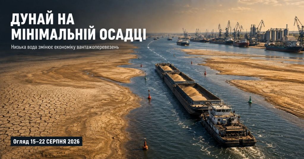 Дунай на мінімальній осадці: низька вода змінює економіку вантажоперевезень Дунай на мінімальній осадці: низька вода змінює економіку вантажоперевезень